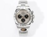 Rolex Daytona 904L Steel 40mm Ceramic Bezel Platinum Markers Grey Face SS Oyster Band Watch